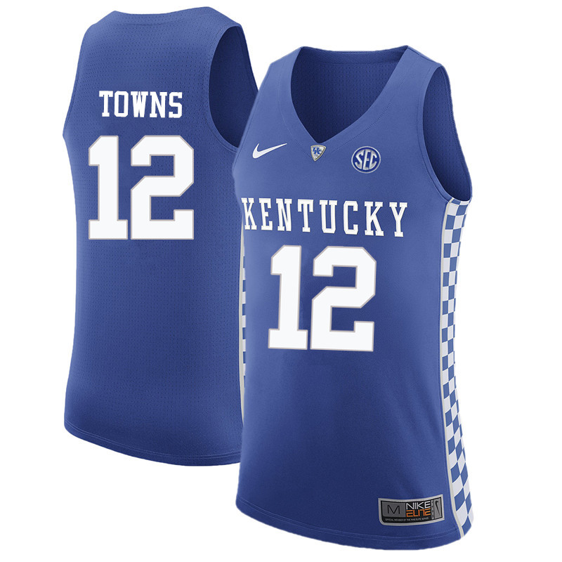 Men Kentucky Wildcats #12 Karl-Anthony Towns College Basketball Jerseys-Blue - Click Image to Close